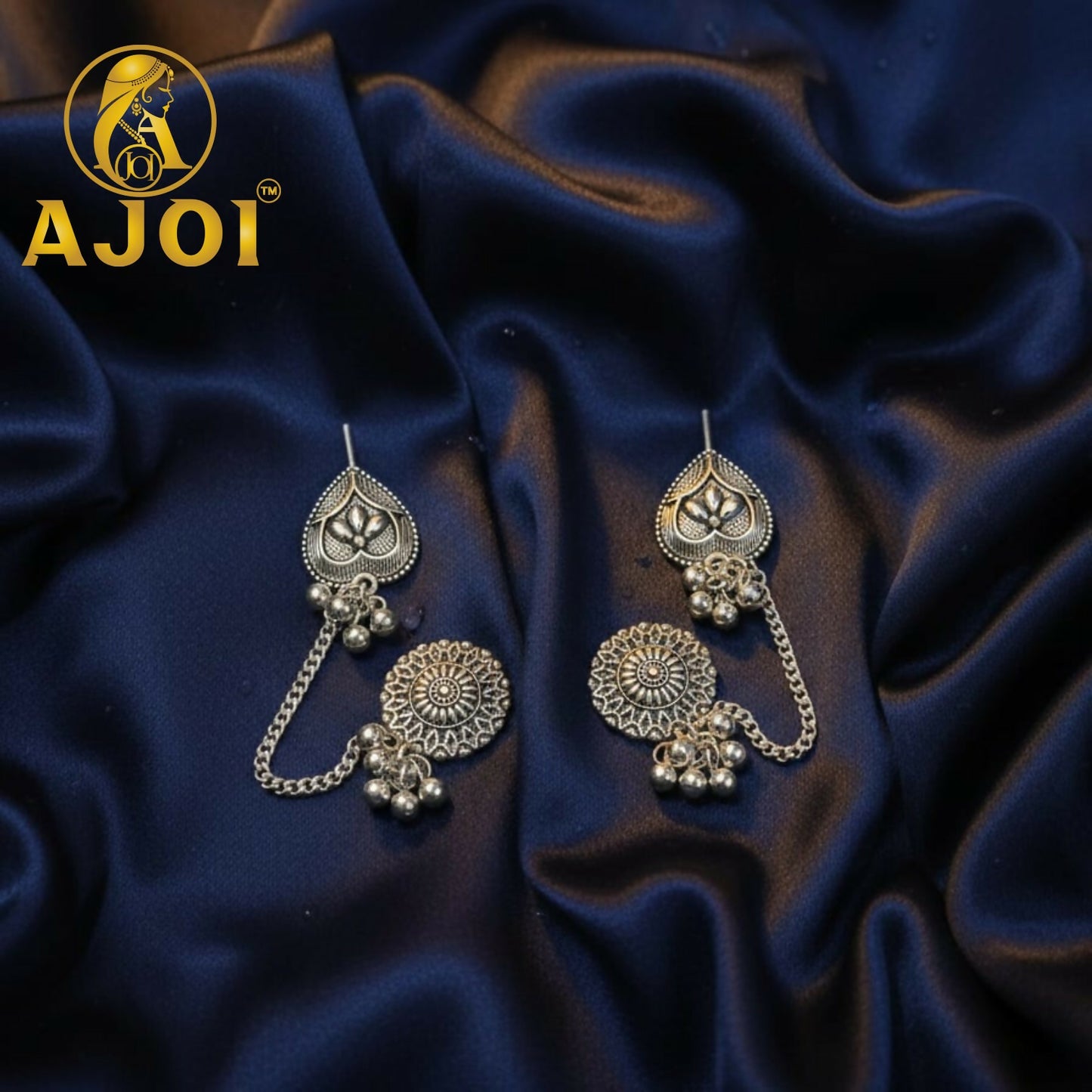 Royal Antique Silver Chain Earrings