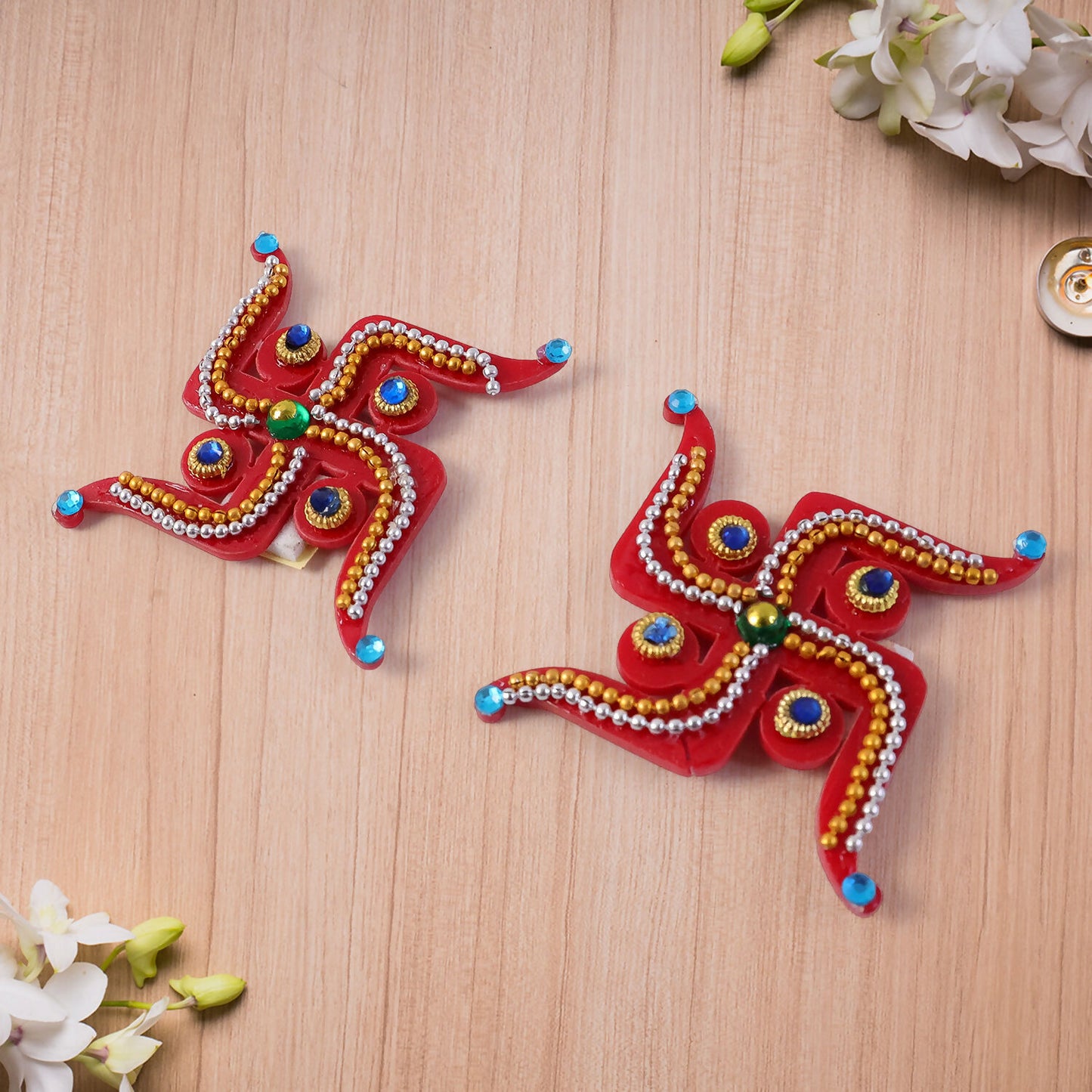 Swastik Door Hanging | Red Acrylic | Pair for Diwali and Puja