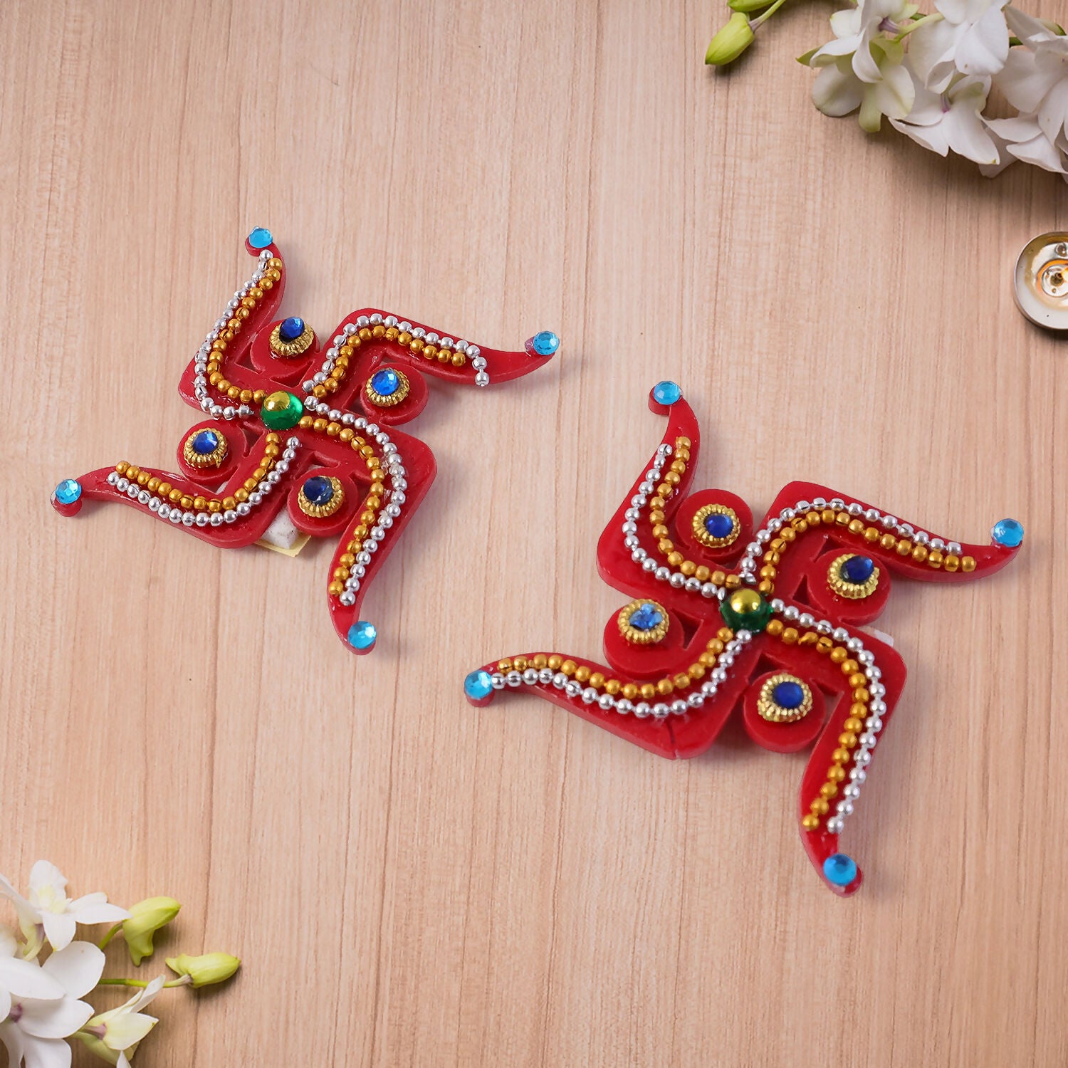 Swastik Door Hanging | Red Acrylic | Pair for Diwali and Puja