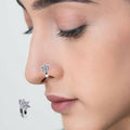 Clip-On Nose Ring – Rhodium Plated Floral Crystal Set of 2
