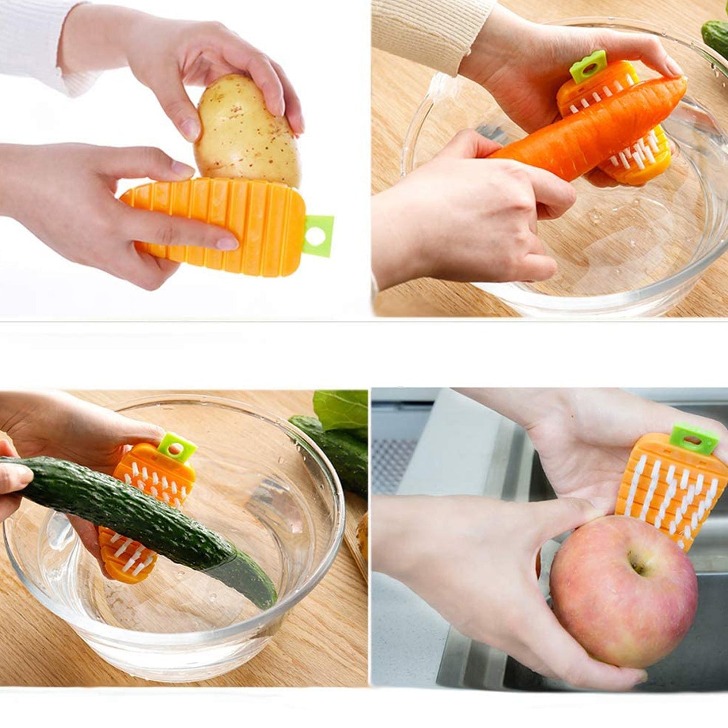 Carrot-Shaped Non-Toxic Vegetable Scrubbing Brush for Fruits & Veggies