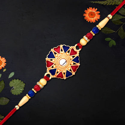 Traditional Designer Rakhi – Elegant Floral Enamel Design