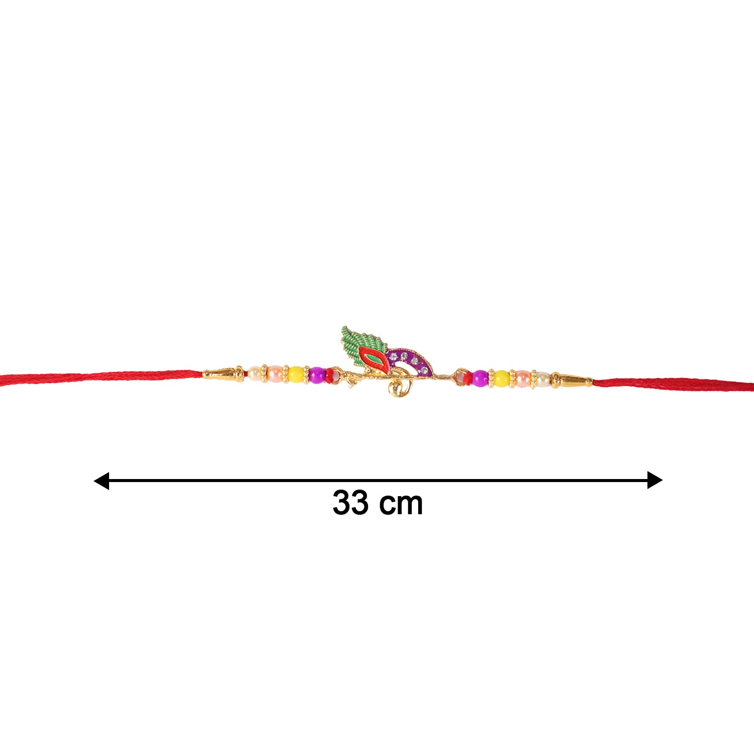 Festive rakhi featuring bird-inspired centerpiece and thread