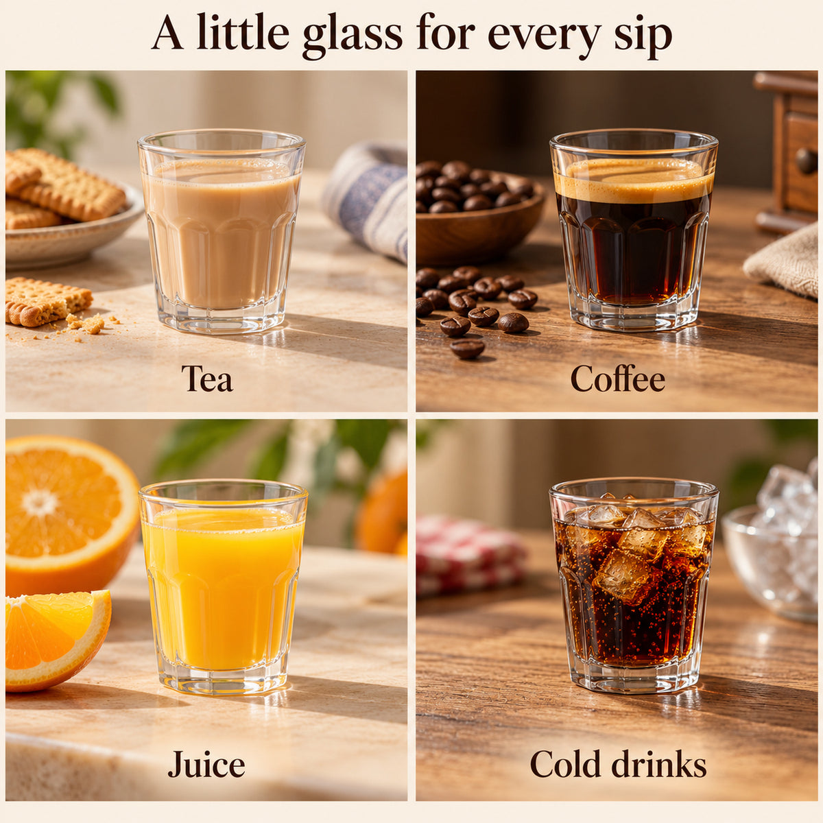 Clear Faceted Glass Shot Tumblers with Thick Bases (45 ml, 6 Pc)