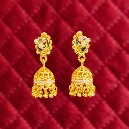Classic Peacock Art Gold Finish Earrings