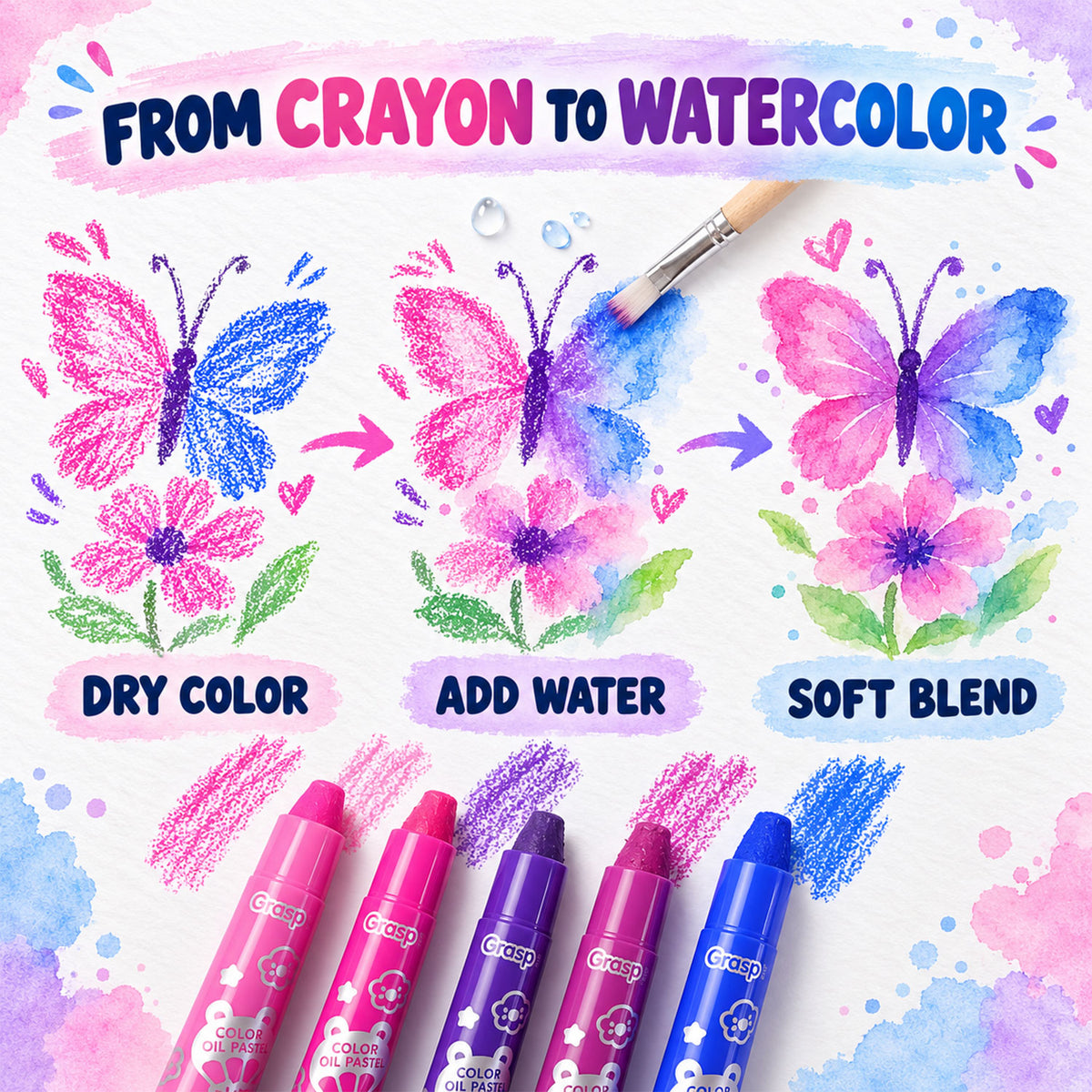 Water-Soluble Twist-Up Colour Crayons with Brush and Carry Case (36 Pc)