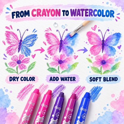 Water-Soluble Twist-Up Colour Crayons with Brush and Carry Case (36 Pc)