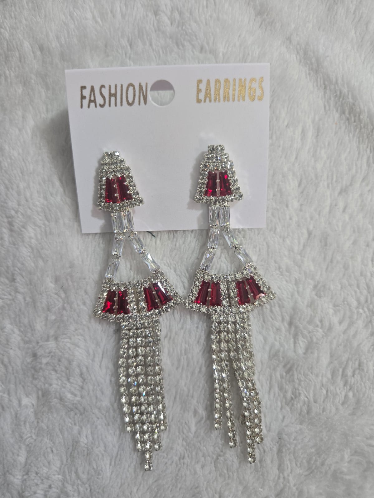 Premium Earrings red ad stone and white sliver stone earrings set