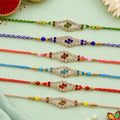 Elongated Diamond AD Stone Rakhi for Raksha Bandhan (Pack of 6)