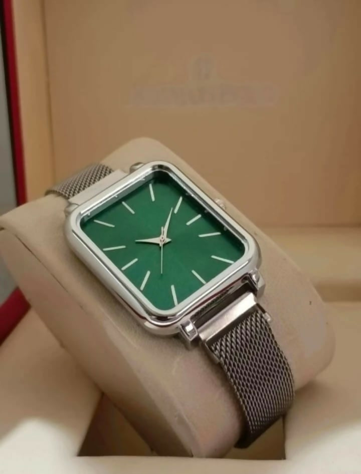 Analog Watch with Bright Blue Dial and Navy Silicone Strap