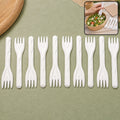 Compostable Bagasse Forks – Strong Eco-Friendly Disposable Cutlery 10-Pack