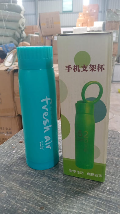 PORTABLE WATER BOTTLE, CREATIVE WHEAT FRAGRANCE GLASS BOTTLE WITH MOBILE PHONE HOLDER WIDE MOUTH GLASS WATER 380ML (MOQ :- 80 PC)