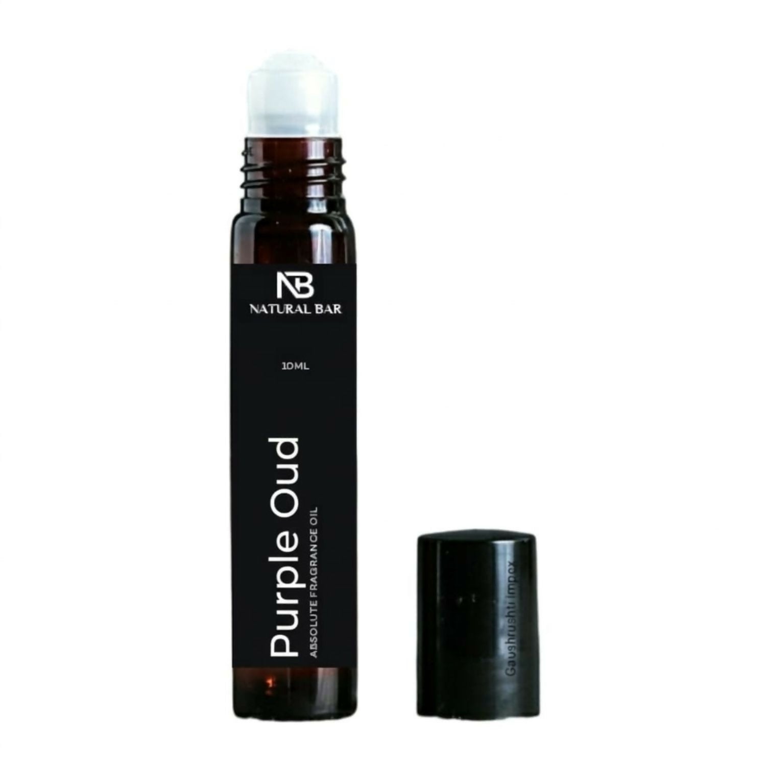 Luxury purple oud attar roll-on with smooth rollerball applicator