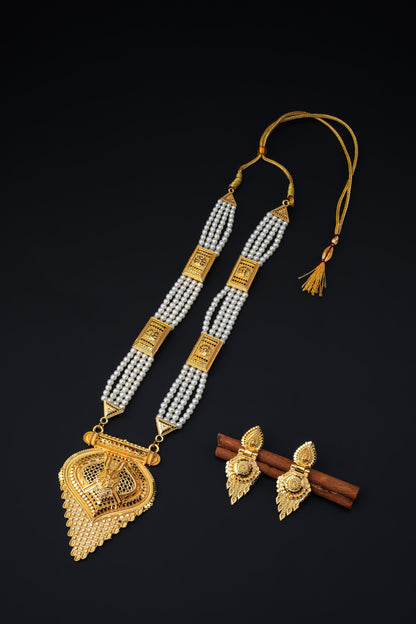 Moti Necklace Set With Earrings | Gold Plated Jewellery Set