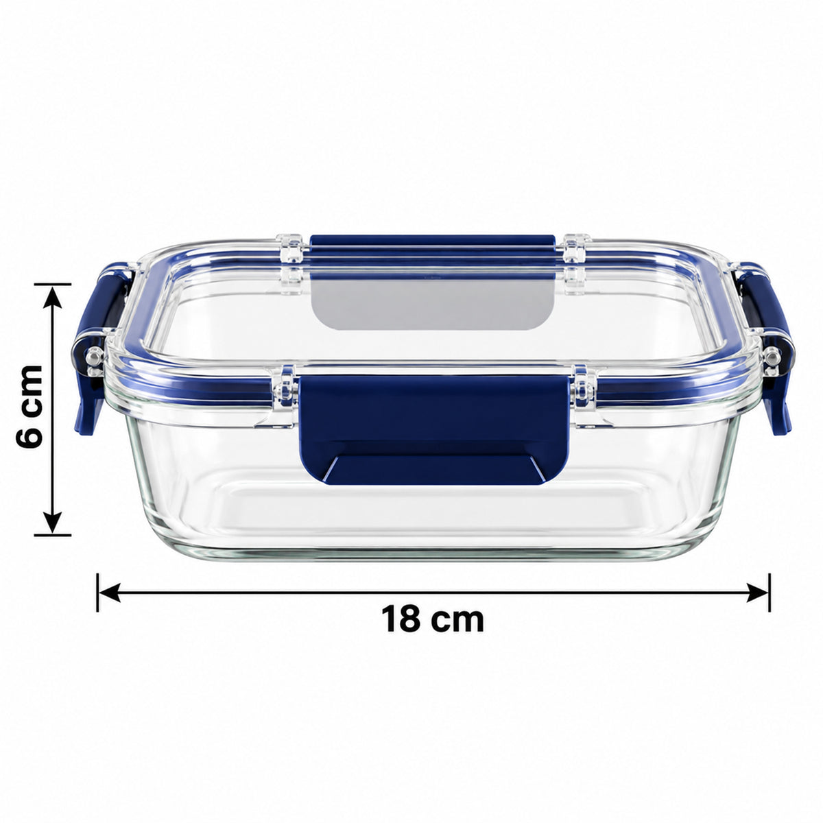 Cello 640ml Rectangular Glass Food Storage Container with Smart Lock Lid (1 Pc)
