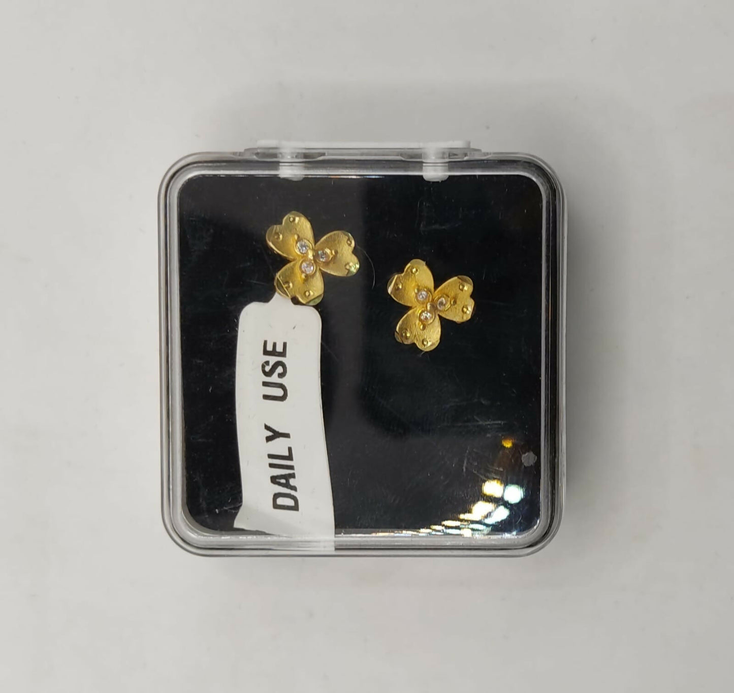 Gold Plated Clover Stud Earrings with AD for women and girls