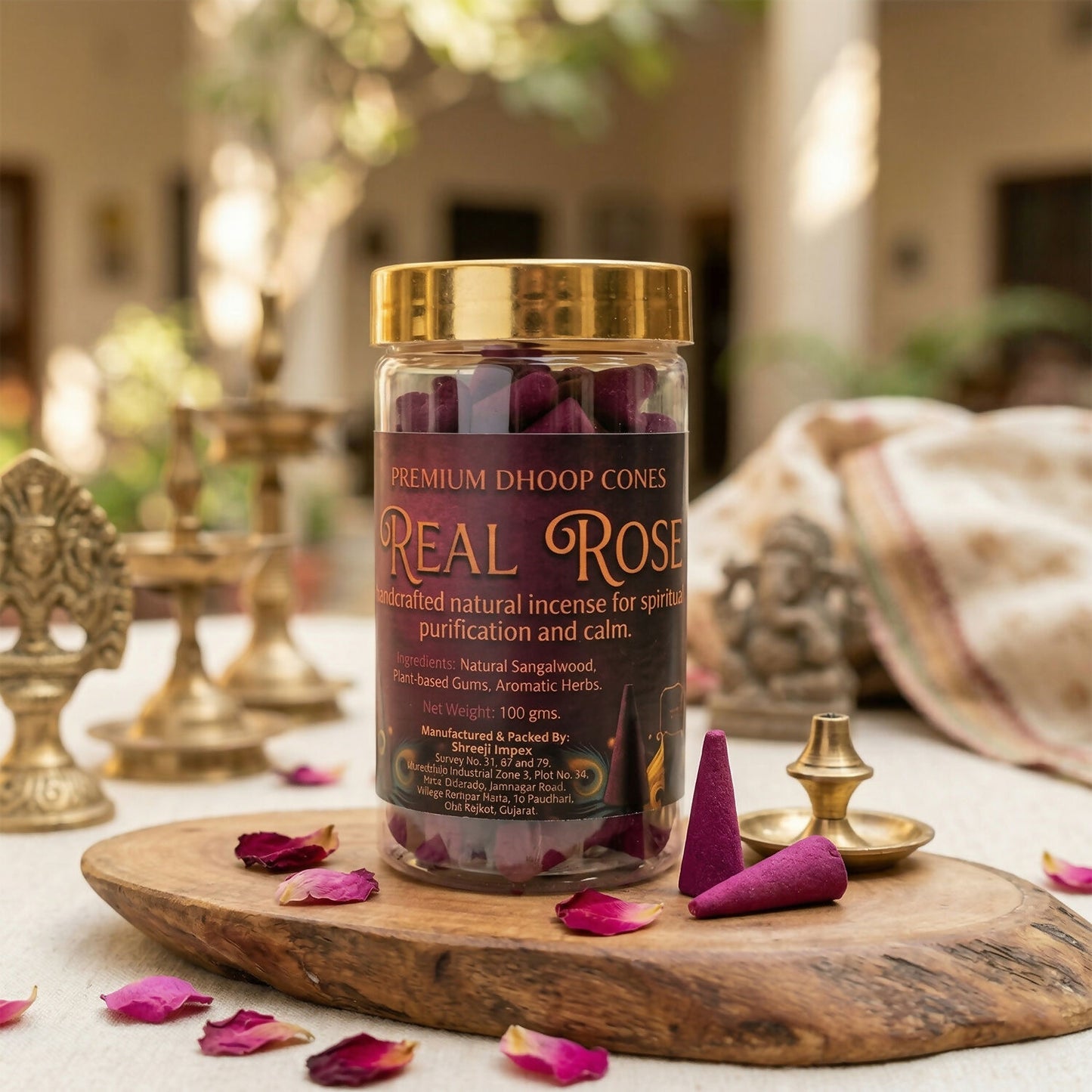 Premium jar packaging of Real Rose Dhoop Cones