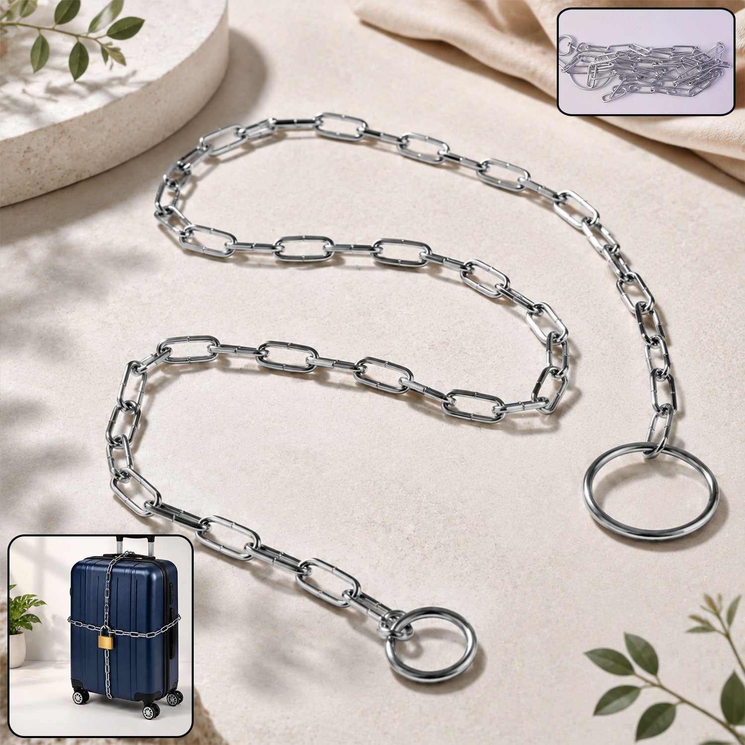 Heavy duty steel luggage lock chain