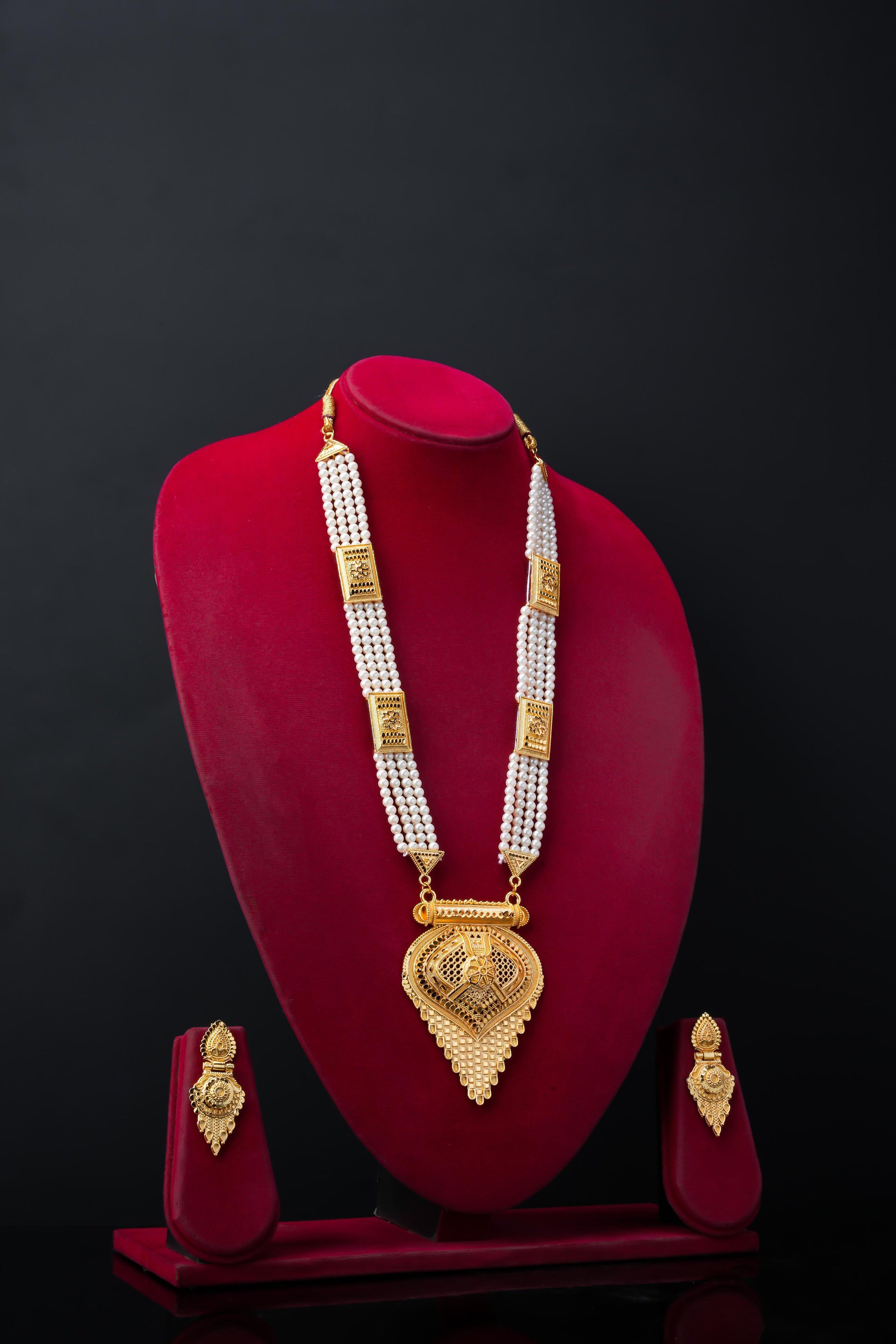 Moti Necklace Set With Earrings | Gold Plated Jewellery Set