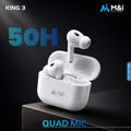 Wireless Bluetooth Earbuds – Immersive Stereo Sound with Quad Mic