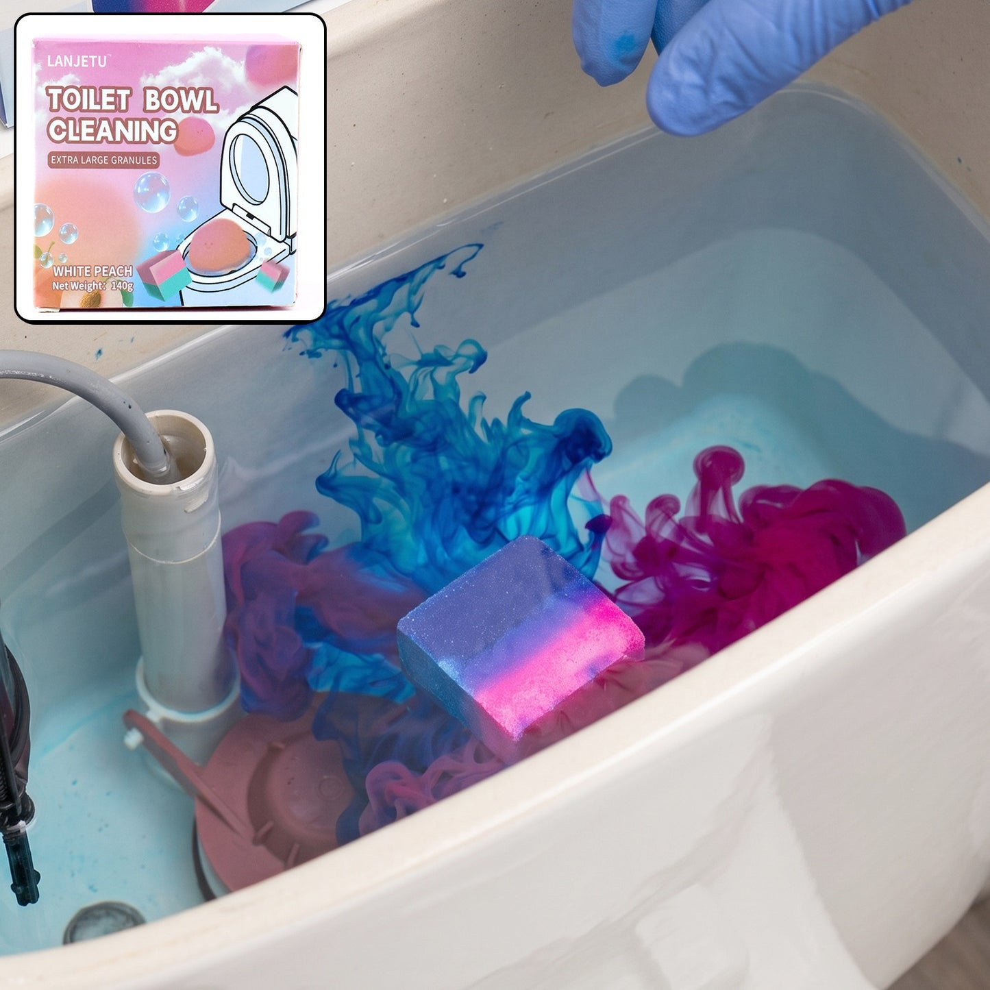 Bathroom Toilet Bowl Cleaning Block, Dual Colour Flush Tank Cleaner (1 Pc)