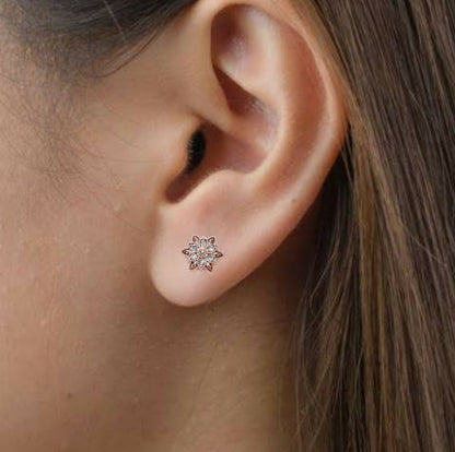 Rose Gold AD Stud Earrings for Women and girls | Floral Cluster Design