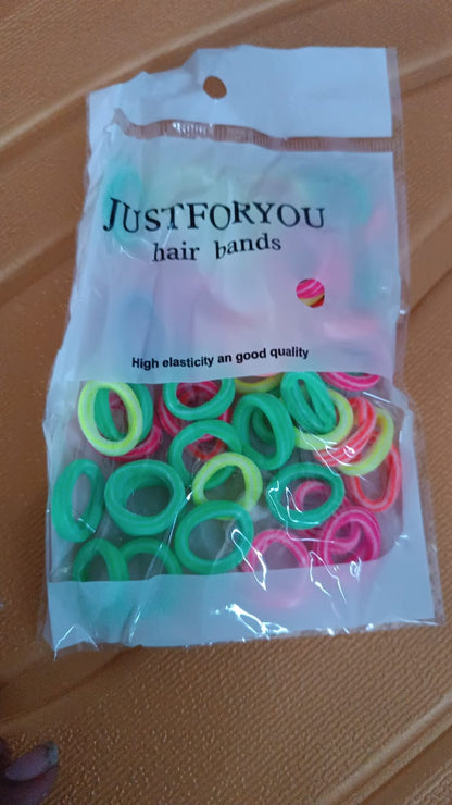 Small Ponytail Holder Bands for Hair Rubber Bands (Pack of 50 / Multicolour)