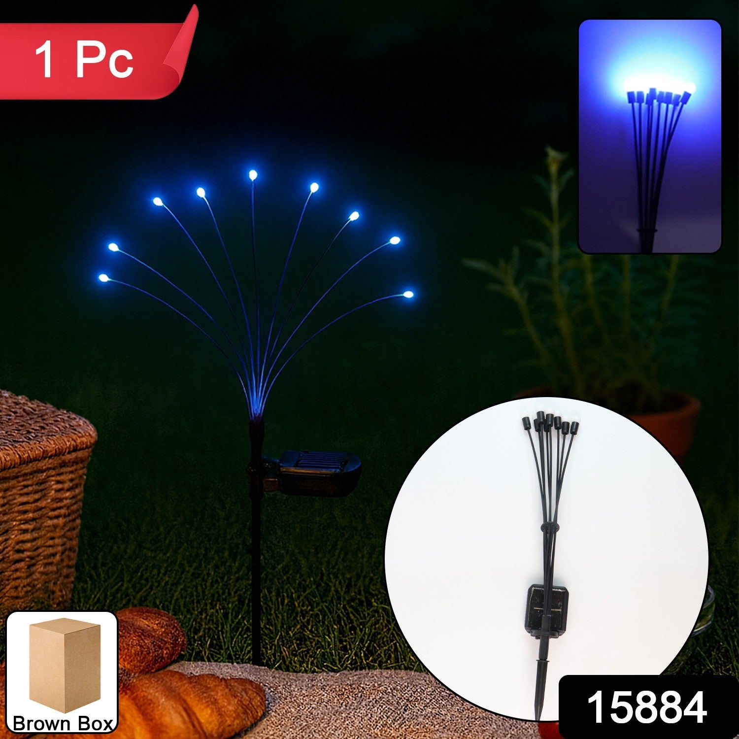 Solar LED Fiber Optic Garden Light - (1 Pc)