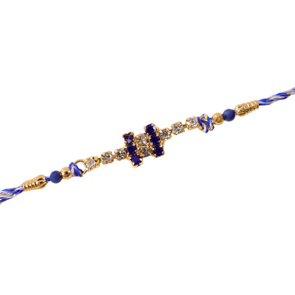 Bold Twin Stone Bar Rakhi with AD Sparkle for Brother (Pack of 6)