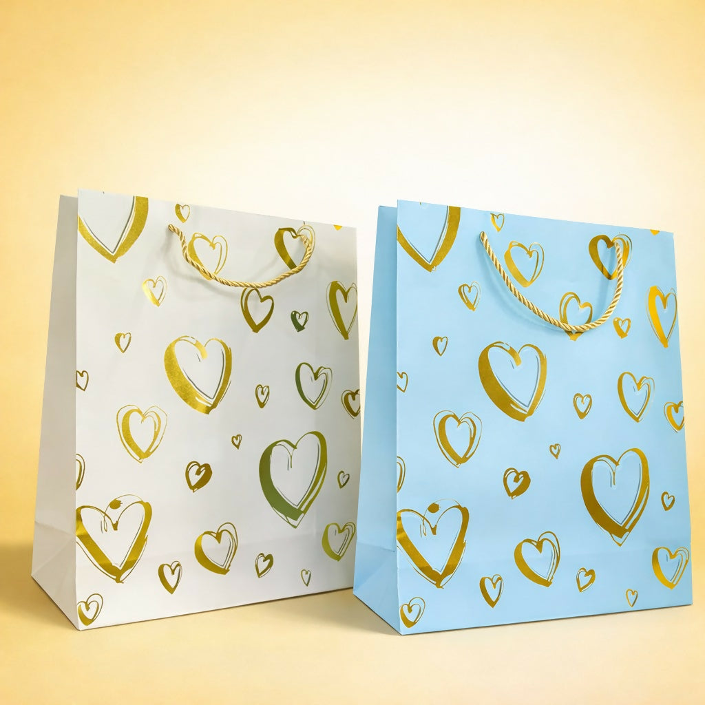 Heart Design Gift Paper Bag with Handle 1 Piece