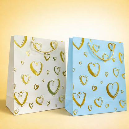 Heart Design Gift Paper Bag with Handle 1 Piece