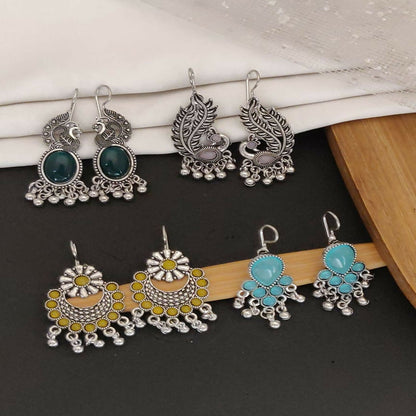 Set of pearl oxidised jhumka earrings perfect for Navratri celebrations
