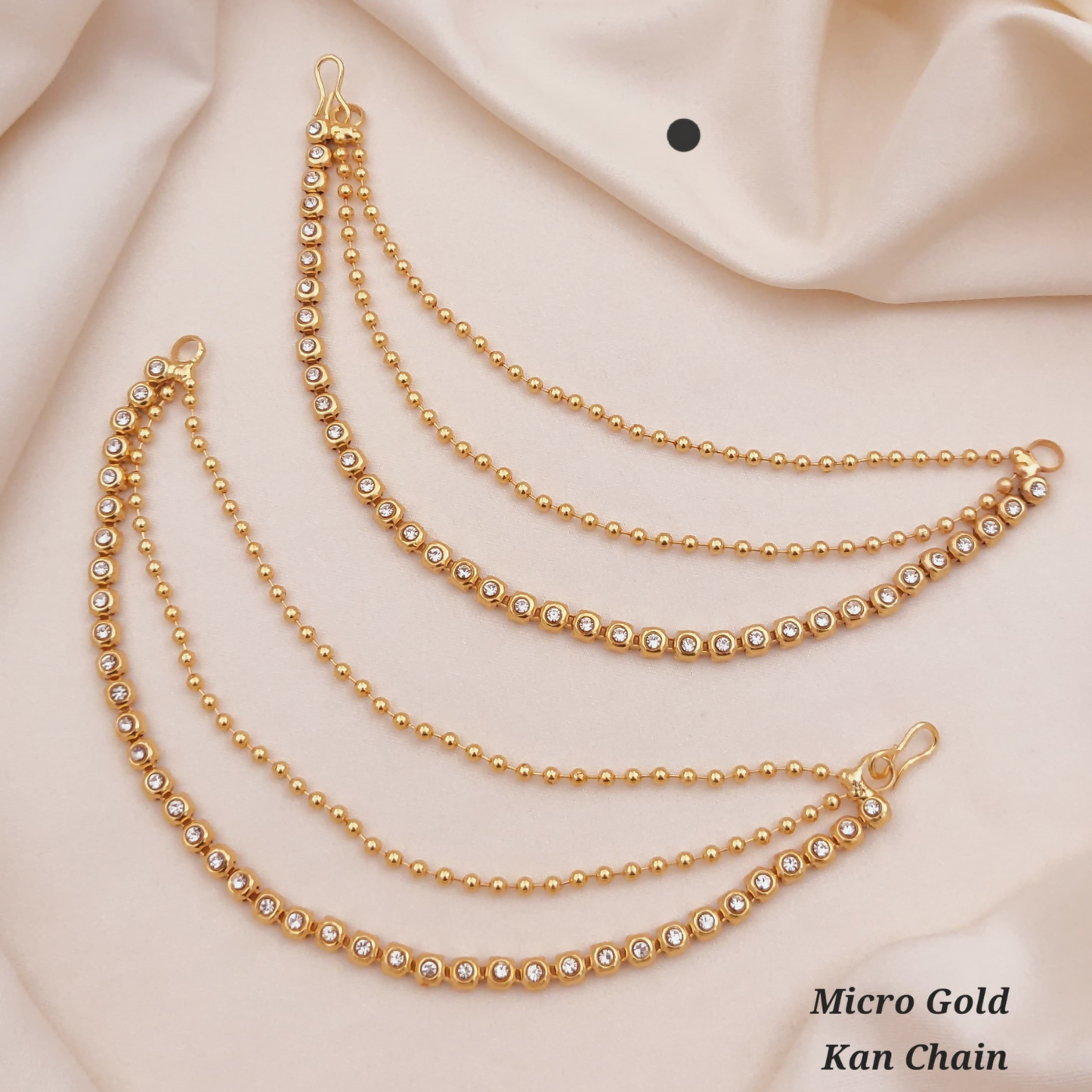 High Quality Gold Plated Triple Strand Ear Chains for Weddings (White)