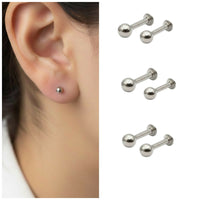 Silver Plated Flat Back Labret Studs earings for women and girls Combo Pack of 6