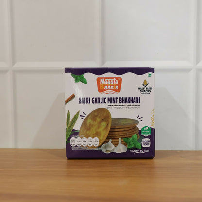 Naasta Baasta Bajri Garlic Mint Bhakhari – Millet Based Crunchy & Ready to Eat Snack (200 Gm)
