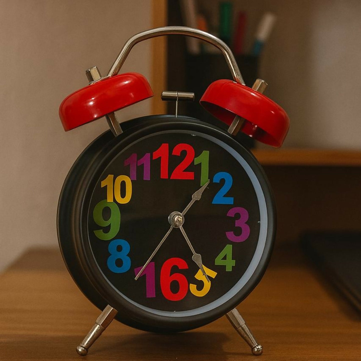 Twin Bell Alarm Clock with Colorful Numbers & Loud Ring for Heavy Sleepers