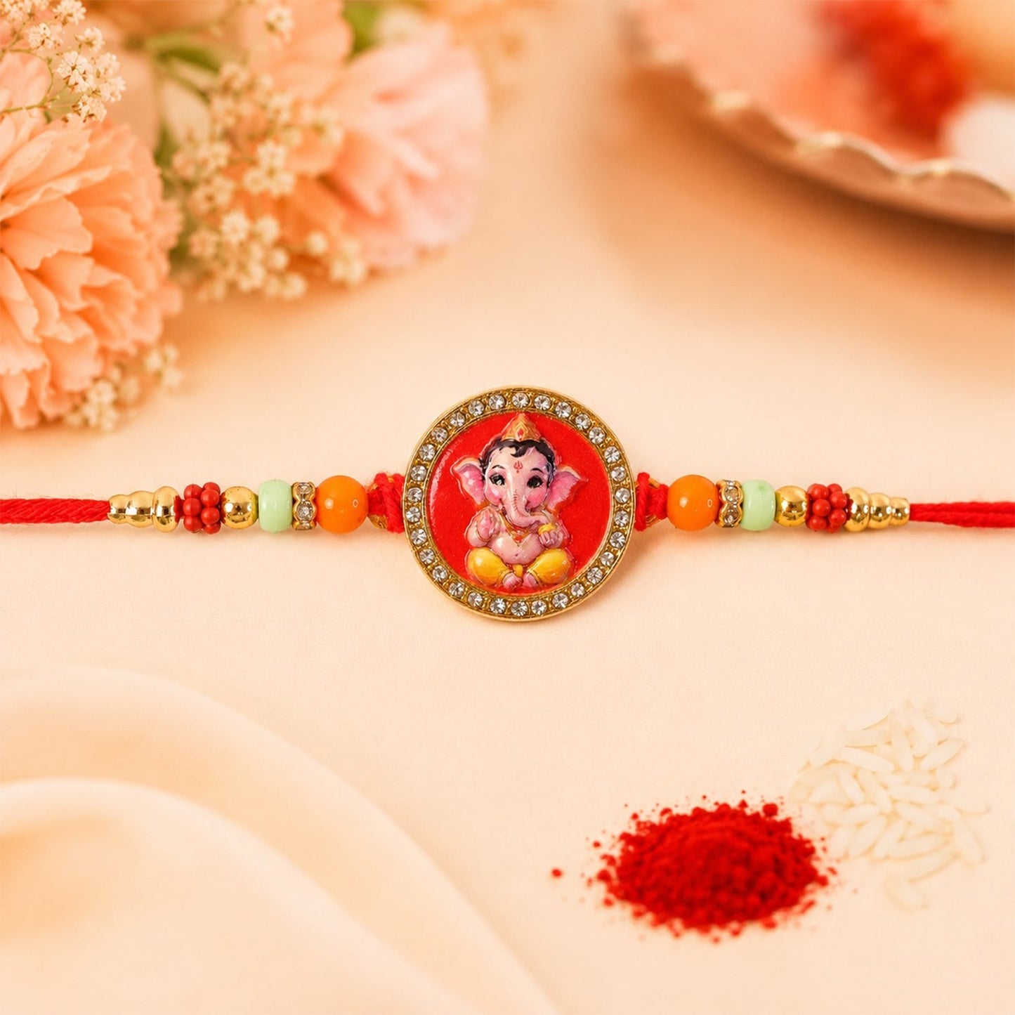 Ganesha Rakhi for Brother - Designer Raksha Bandhan Thread (10pcs)