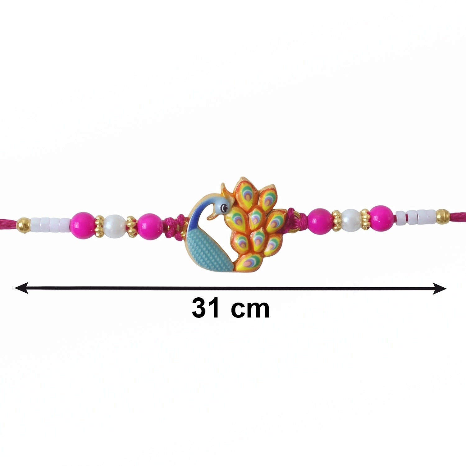 Full view of designer Rakhi with decorative beads