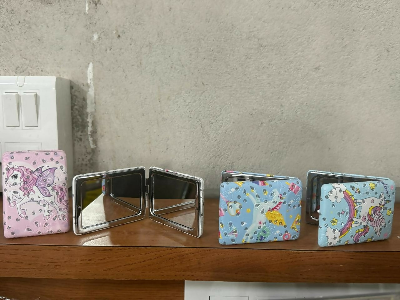 Kids Compact Foldable Pocket Mirror with Cute Cartoon Design