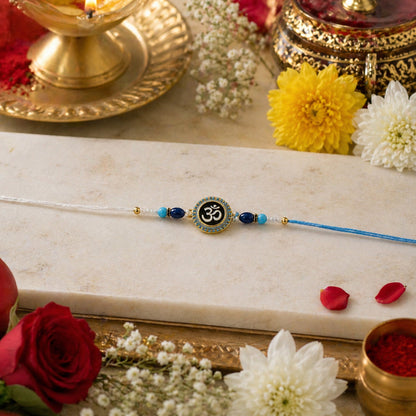 Om Symbol Rakhi Elegant Beaded Design for Raksha Bandhan (5pcs)