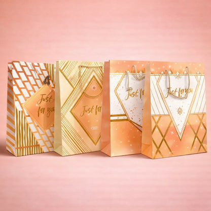 Premium Golden Design Gift Paper Bag with Handle 1 Piece