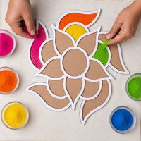 Flower Shape Wooden Rangoli Stencil Board for Diwali, Pooja & Festive Floor Decor