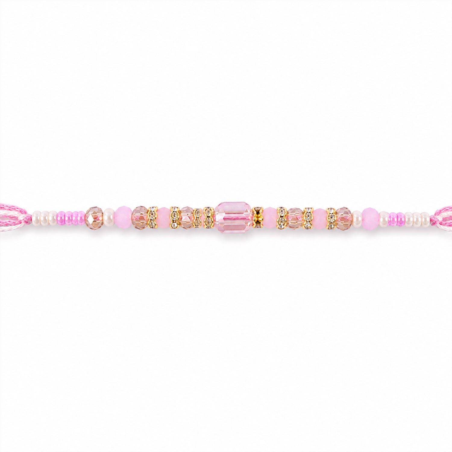 Soft Pearl Beaded Rakhi with Delicate Colors and Beautiful Bracelet Style Finish