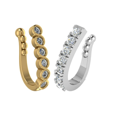 Fake Nose Ring Combo: Diamond Look Hoop & Ethnic Studs Combo Pack of 2