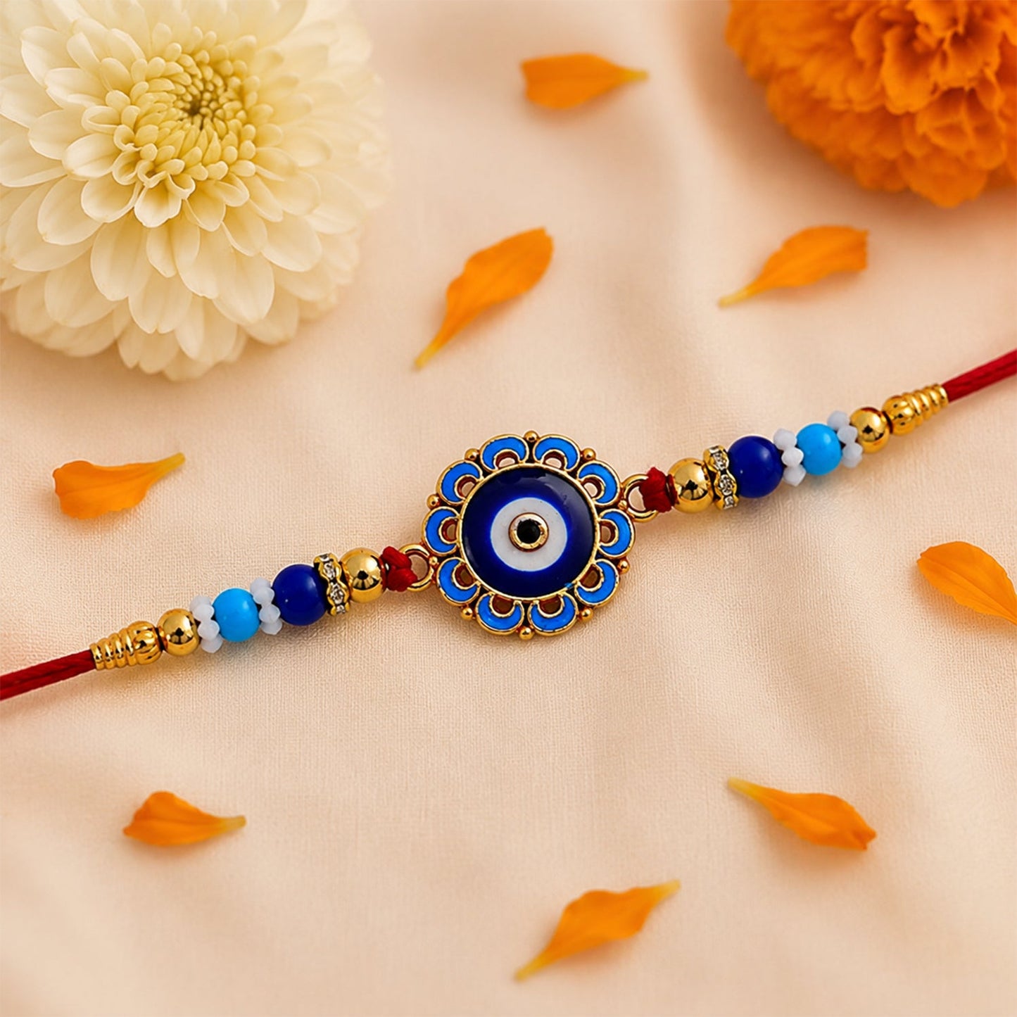 Evil Eye Rakhi Protective Blue Beads for Brother (10pcs)