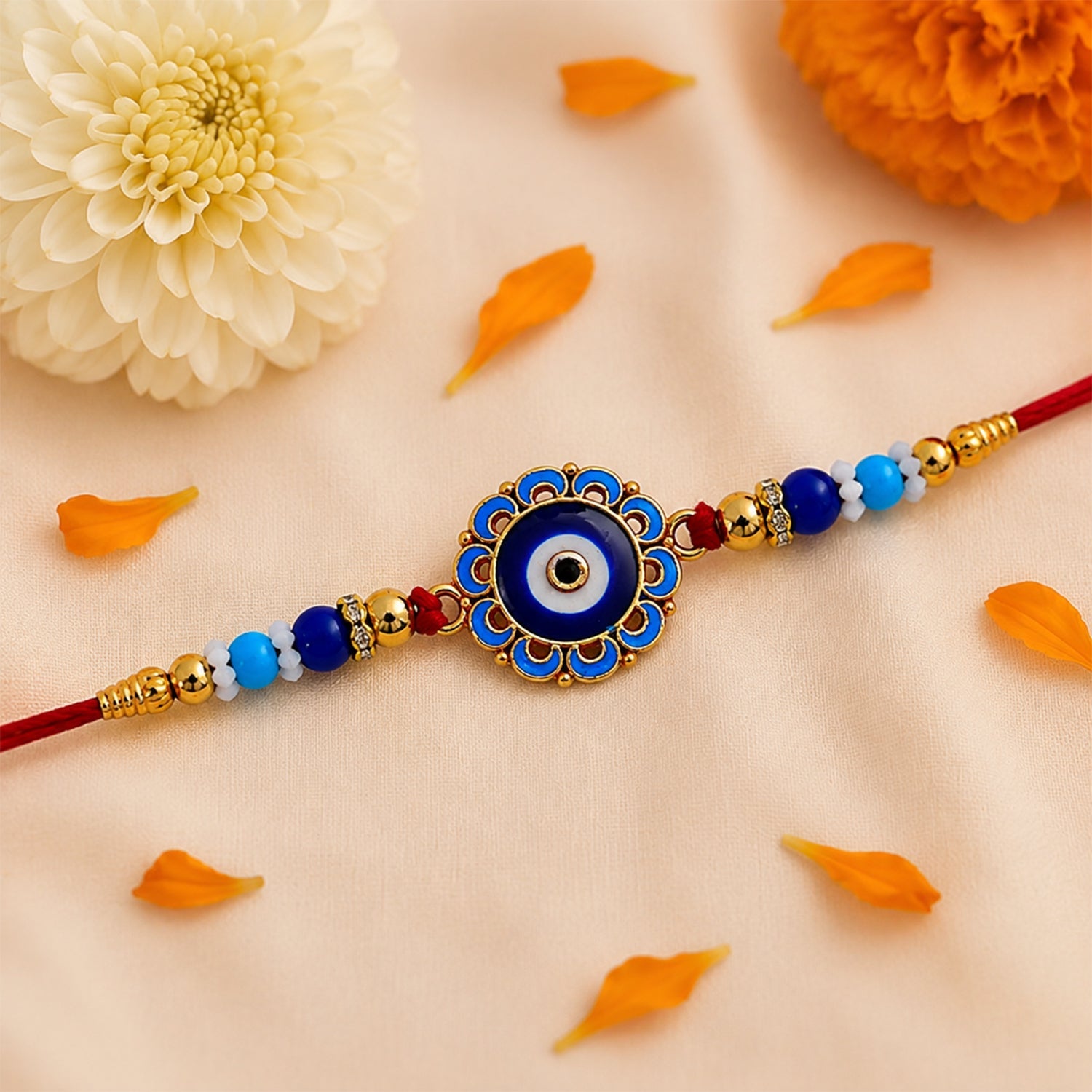 Evil Eye Rakhi Protective Blue Beads for Brother (10pcs)