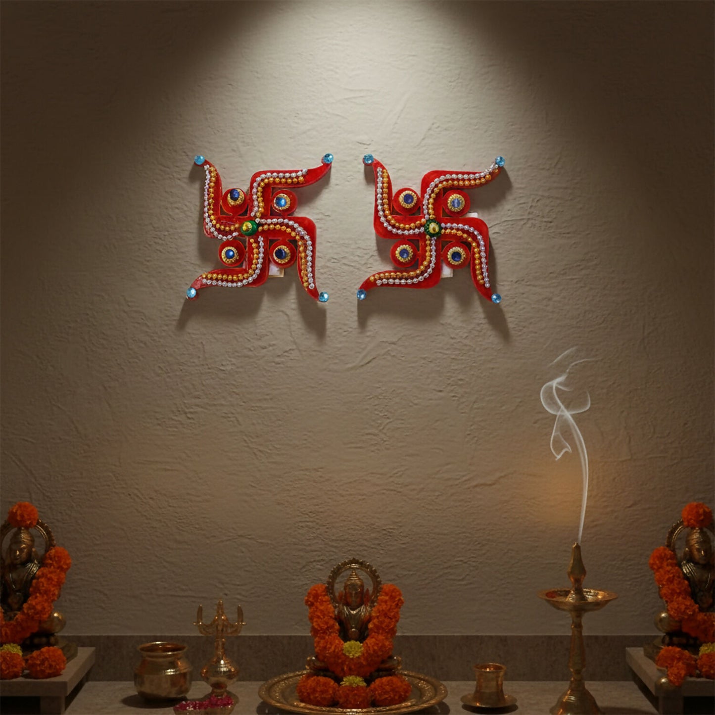 Swastik Door Hanging | Red Acrylic | Pair for Diwali and Puja