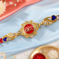 Designer Rakhi with BRO Text Plaque, clean frame and display look for Gift Styling
