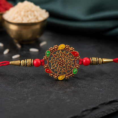 Circular Rakhi with Multicolor Accents, Elegant Raksha Bandhan Gift (10pcs)