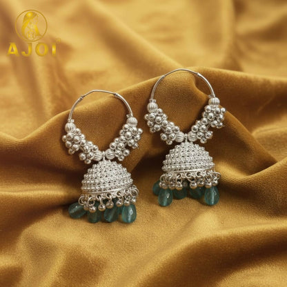 Silver Mint Blue with Teal Drops